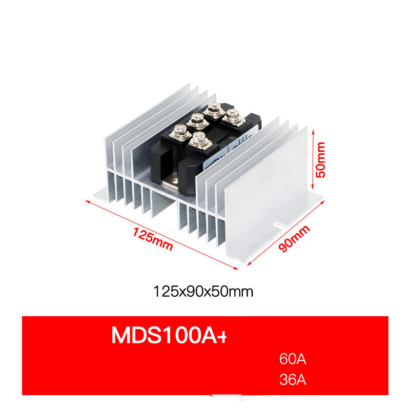 Трифазен токоизправителен модул компонент MDS100A1600V мостов стек 12V охлаждаща основа пълен комплект 24V права Поточно зареждане