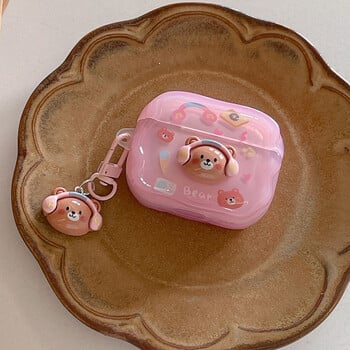 Cartoon Cake Egg Bear Case for AirPods 1 2 3 Pro 2 EarBuds Funda ακουστικών για AirPod Pro2 με Αξεσουάρ τσάντες ακουστικών με μπρελόκ