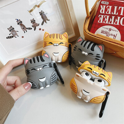 Minkštas silikoninis ausinių dėklas Airpods 3 2021 Kawaii Cute 3D Cartoon Lucky Cat apsauginis dangtelis, skirtas Airpods1 2 Pro įkrovimo dėžutei