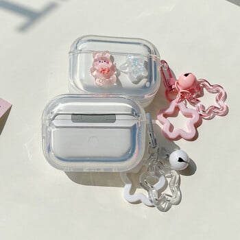 Crystal Cute Rabbit Star Θήκη ακουστικών Stars Στολίδι Μπρελόκ για Apple AirPods 4 Pro 1 2 3 Πολυτελές διαφανές προστατευτικό κάλυμμα