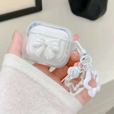 Калъф за слушалки Crystal Cute Rabbit Stars Ornament Keychain за Apple AirPods 4 Pro 1 2 3 Луксозен прозрачен защитен капак