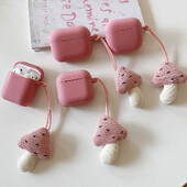 Slatka ružičasta silikonska torbica za slušalice u obliku pijeska u prahu za AirPods 1 2 3 Pro 2 Pro2 4 ANC s privjeskom u obliku gljive, zaštitnim poklopcem