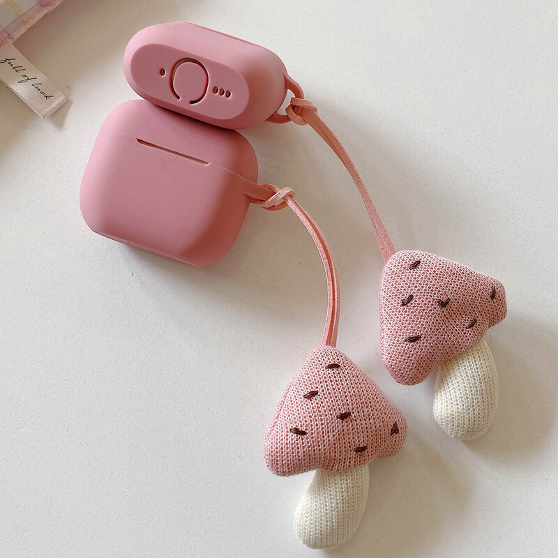 Slatka ružičasta silikonska torbica za slušalice u obliku pijeska u prahu za AirPods 1 2 3 Pro 2 Pro2 4 ANC s privjeskom u obliku gljive, zaštitnim poklopcem
