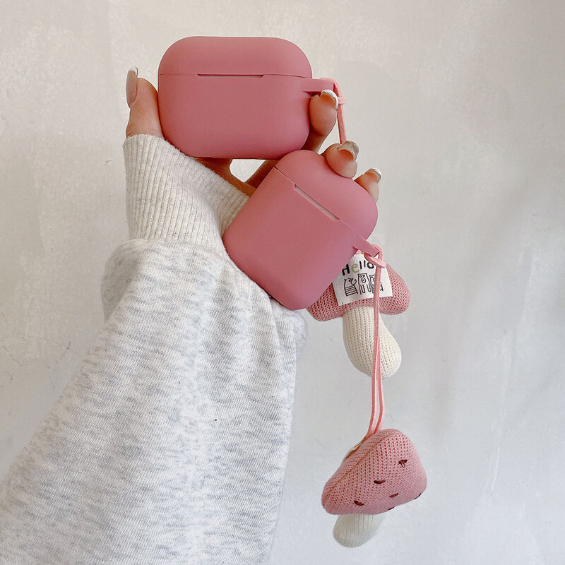 Slatka ružičasta silikonska torbica za slušalice u obliku pijeska u prahu za AirPods 1 2 3 Pro 2 Pro2 4 ANC s privjeskom u obliku gljive, zaštitnim poklopcem