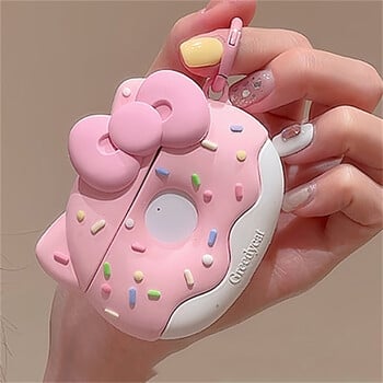 Θήκη ακουστικών σιλικόνης Kawaii Cute Pink Donut Bow για Airpods 1 2 3 με προστατευτικό μαλακό κάλυμμα Kerchain για Airpods Pro 2