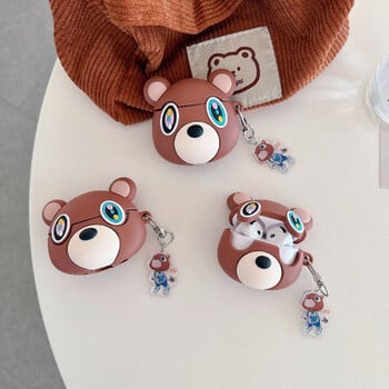 Για AirPods 4 Case 3D Kawaii Kanye Dropout Bear Teddy Bear Δημιουργική θήκη ακουστικών για AirPods Pro2 1 2 3 Κάλυμμα σιλικόνης κινουμένων σχεδίων