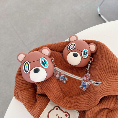 Για AirPods 4 Case 3D Kawaii Kanye Dropout Bear Teddy Bear Δημιουργική θήκη ακουστικών για AirPods Pro2 1 2 3 Κάλυμμα σιλικόνης κινουμένων σχεδίων