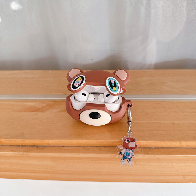 Za AirPods 4 Case 3D Kawaii Kanye Dropout Bear Teddy Bear Kreativna torbica za slušalice za AirPods Pro2 1 2 3 Crtani silikonski poklopac
