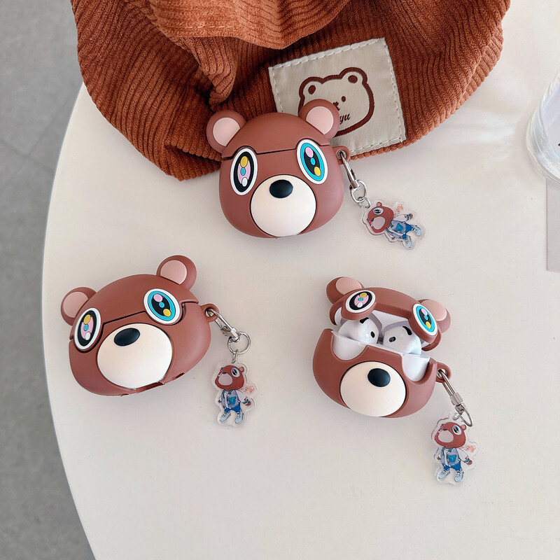 Za AirPods 4 Case 3D Kawaii Kanye Dropout Bear Teddy Bear Kreativna torbica za slušalice za AirPods Pro2 1 2 3 Crtani silikonski poklopac