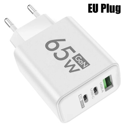 GaN greito įkrovimo 65 W USB tipo C įkroviklis EU KR PD 3.0 greito įkrovimo sienelė telefono adapteriui, skirta iPhone 15 Xiaomi Huawei Samsung