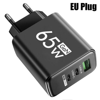 GaN greito įkrovimo 65 W USB tipo C įkroviklis EU KR PD 3.0 greito įkrovimo sienelė telefono adapteriui, skirta iPhone 15 Xiaomi Huawei Samsung