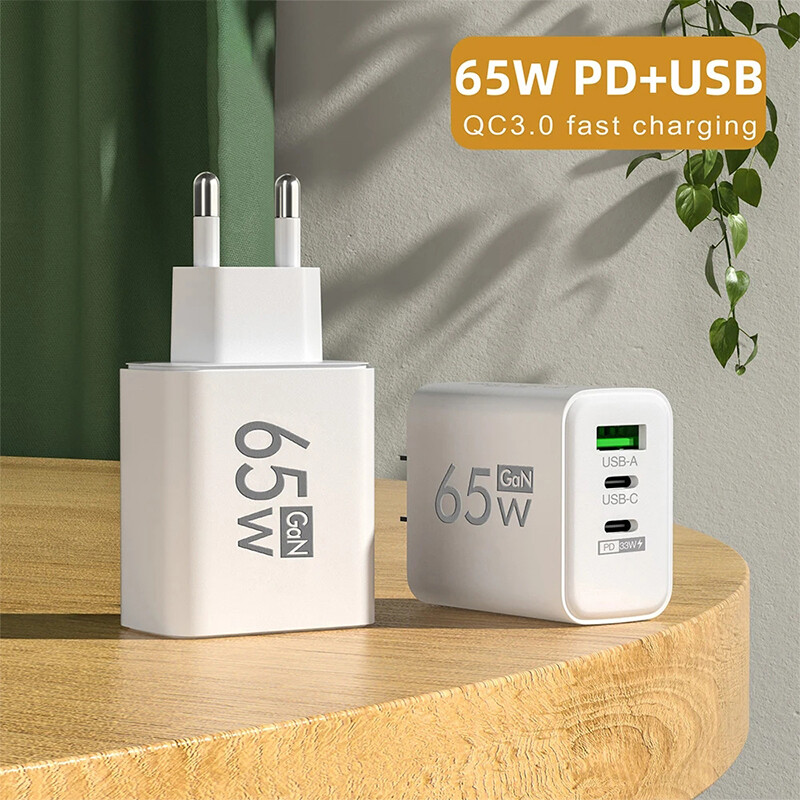 GaN greito įkrovimo 65 W USB tipo C įkroviklis EU KR PD 3.0 greito įkrovimo sienelė telefono adapteriui, skirta iPhone 15 Xiaomi Huawei Samsung