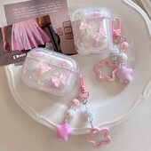 Prekrasna 3D leptir torbica za slušalice s privjeskom za AirPods 1 2 3 4 3rd Shell Soft Cover za AirPods Pro 2 Pro2 Zaštitne futrole