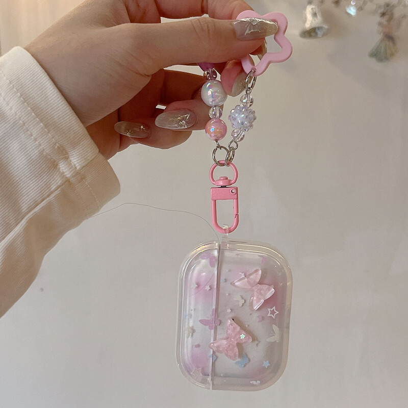 Prekrasna 3D leptir torbica za slušalice s privjeskom za AirPods 1 2 3 4 3rd Shell Soft Cover za AirPods Pro 2 Pro2 Zaštitne futrole