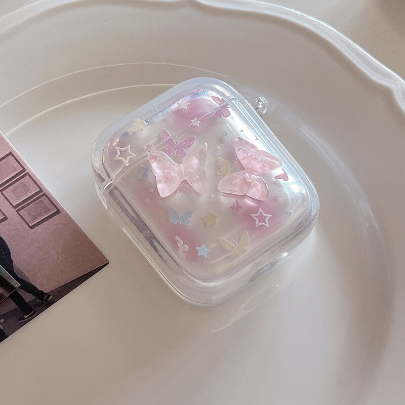 Prekrasna 3D leptir torbica za slušalice s privjeskom za AirPods 1 2 3 4 3rd Shell Soft Cover za AirPods Pro 2 Pro2 Zaštitne futrole