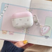 Ins ružičasta mašna sa slatkim malim psećim privjeskom, maska za futrole za slušalice AirPods 1 ili 2 3 4 Pro 2