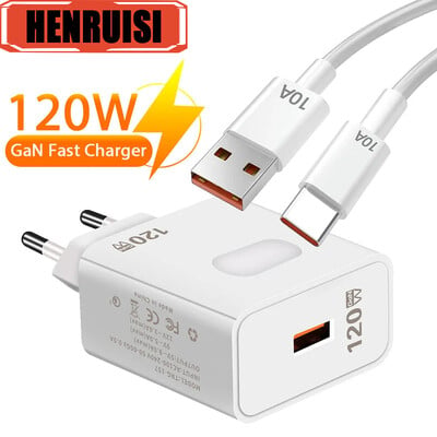 120W GaN USB C töltő QC3.0 Quick Charge Mobiltelefon Töltő Adapter 10A Type C Kábel Xiaomi Samsung iPhone gyorstöltőkhöz