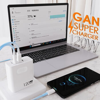 USB C 120W Gan Super Fast PD зарядно устройство за лаптоп таблети iPhone 15 iPad Macbook OPPO Samsung Xiaomi USB адаптер за бързо зареждане