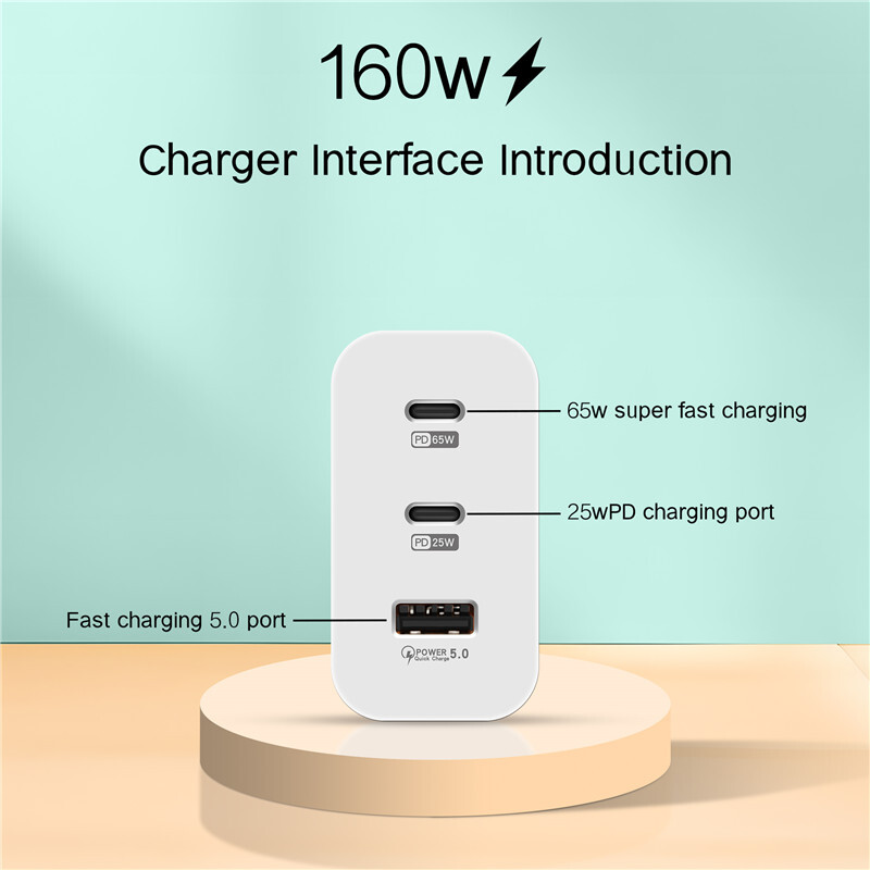 Încărcător USB 160W Adaptor de încărcare rapidă USB tip C Încărcare rapidă 3.0 PD Încărcător pentru telefon mobil pentru iPhone Samsung Xiaomi Redmi OPPO