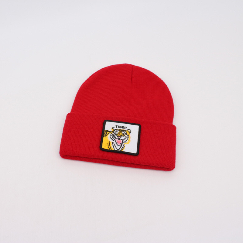 Užjūrio rudens ir žiemos stiliaus megzta megztinio kepurė personalizuota tigro galvos siuvinėjimas šilta vilna kepurė saldainių spalvos Baotou kepurė vyrams