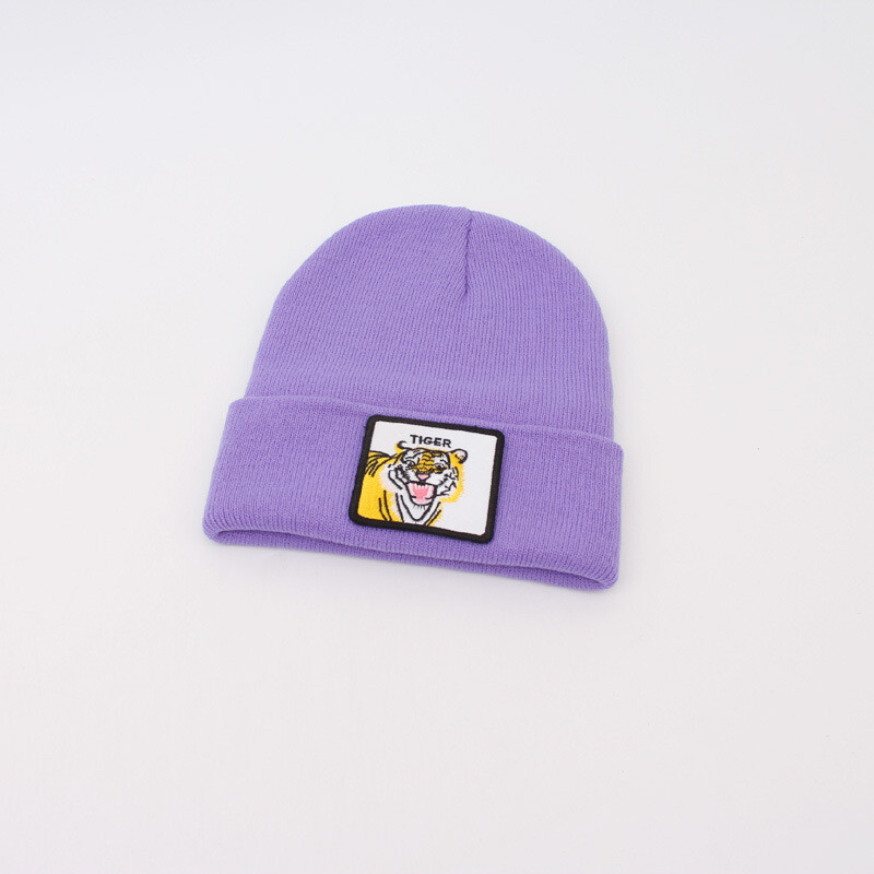 Užjūrio rudens ir žiemos stiliaus megzta megztinio kepurė personalizuota tigro galvos siuvinėjimas šilta vilna kepurė saldainių spalvos Baotou kepurė vyrams