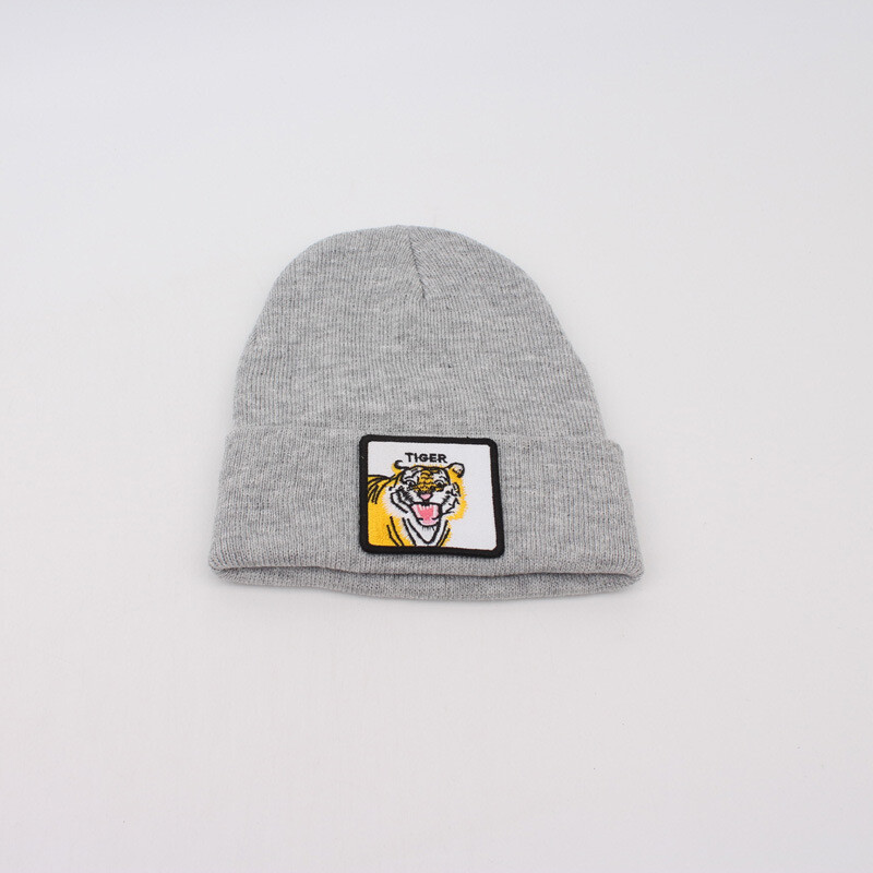 Užjūrio rudens ir žiemos stiliaus megzta megztinio kepurė personalizuota tigro galvos siuvinėjimas šilta vilna kepurė saldainių spalvos Baotou kepurė vyrams