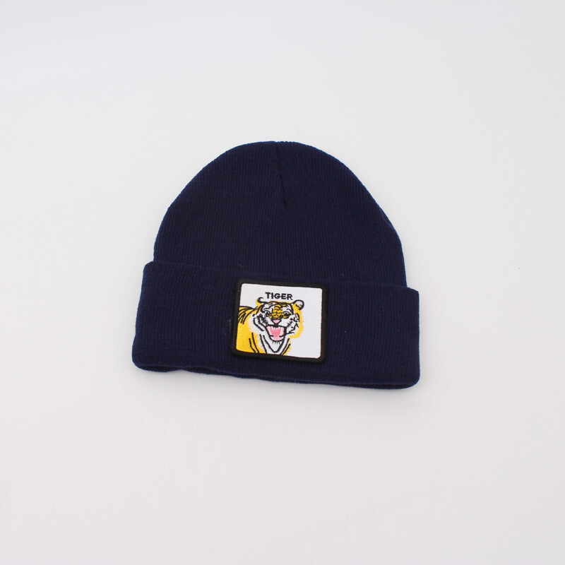 Užjūrio rudens ir žiemos stiliaus megzta megztinio kepurė personalizuota tigro galvos siuvinėjimas šilta vilna kepurė saldainių spalvos Baotou kepurė vyrams