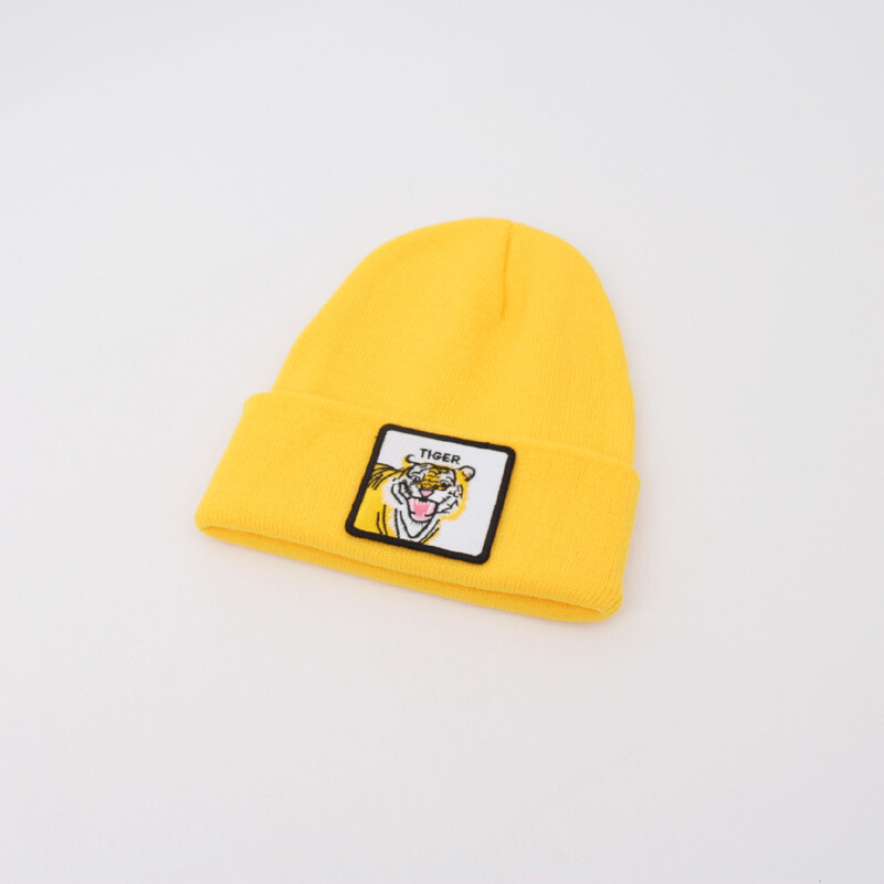 Užjūrio rudens ir žiemos stiliaus megzta megztinio kepurė personalizuota tigro galvos siuvinėjimas šilta vilna kepurė saldainių spalvos Baotou kepurė vyrams
