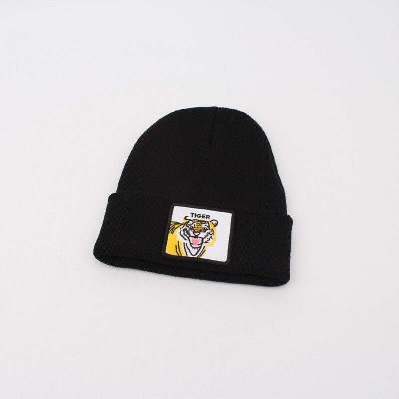 Užjūrio rudens ir žiemos stiliaus megzta megztinio kepurė personalizuota tigro galvos siuvinėjimas šilta vilna kepurė saldainių spalvos Baotou kepurė vyrams