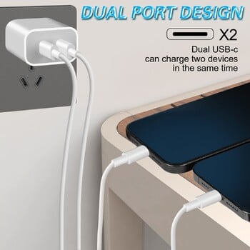 40W USB PD зарядно устройство 2 порта Тип C Quick Charge EU/US щепсел за iPhone15 Huawei Samsung Xiaomi адаптер за бързо зареждане на телефон зарядно устройство