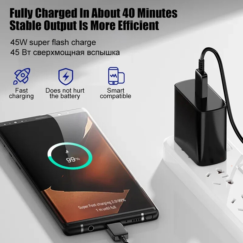45W Snel za Samsung Oplader S24 S23 S22 S21 Ultra S20 Fe Plus A54 A53 A 52S A51 Snel Opladen Usb Type C Kabel Telefon Accesso
