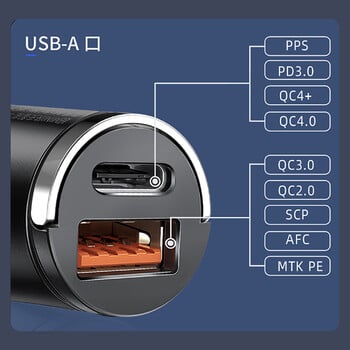 100W мини зарядно за кола, запалка, бързо зареждане за iPhone QC3.0 Mini PD USB Type C, зарядно за телефон за кола за Xiaomi Samsung Huawei