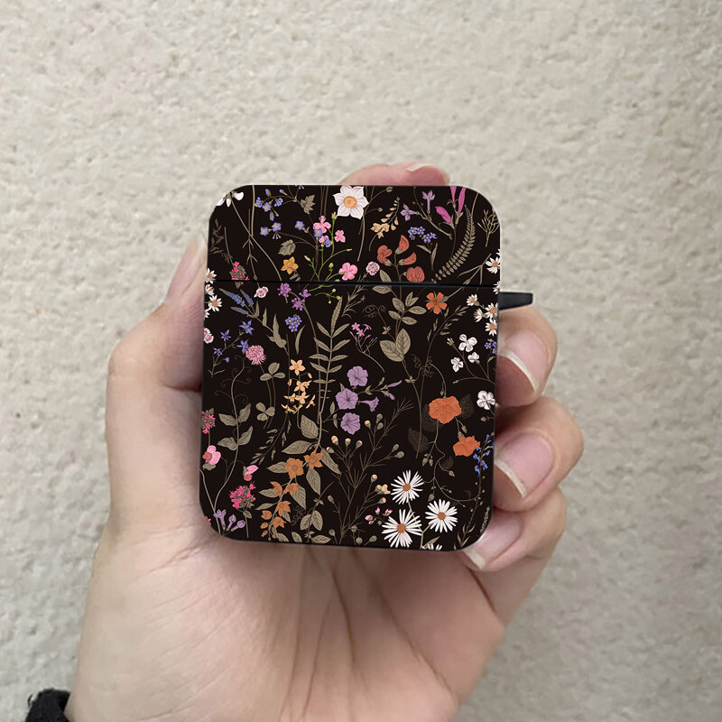 Cvjetna futrola za AirPods crna futrola za bežične Bluetooth slušalice za Apple Airpods 1 2 3 Pro 2 zaštitna torbica