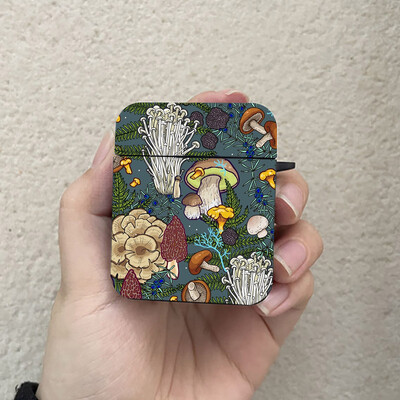 Mushroom AirPods Case Crna futrola za bežične Bluetooth slušalice za Apple Airpods 1 2 3 Pro 2 Zaštitna torbica