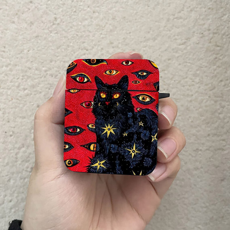 Cool Dark Funny Cat AirPods Case Crna futrola za bežične Bluetooth slušalice za Apple Airpods 1 2 3 Pro 2 Zaštitna torbica