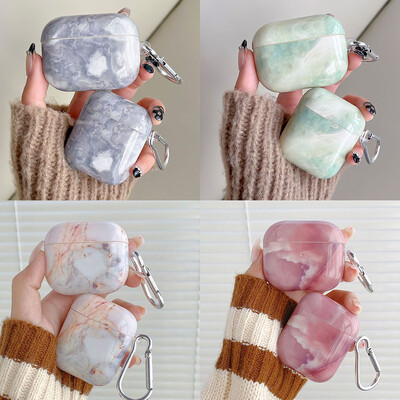 Μόδα μαρμάρινη θήκη για Apple Airpods 1 2 3 Cute κάλυμμα ακουστικών για Air pods Pro 2 1 Airpod Shell Coque με μπρελόκ