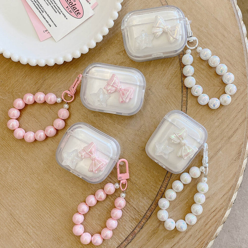 Bow Knot Stars Transparent Case za AirPods Pro 1 2 4 Slušalica Case Chain Cover Capa za AirPods 3 Summer Fresh Pendant Shell