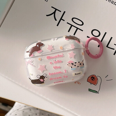 Ružičasta torbica za slušalice s mašnom i čvorom za AirPods 1/2 s privjeskom za ključeve za AirPods Pro2 4. kutija za punjenje Fundas za AirPods 3 Prozirna otporna na udarce