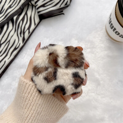 Modna pahuljasta mekana plišana leopard torbica za slušalice za Apple AirPods 1 2 Pro 3 navlaka Silikonska krznena torbica za slušalice