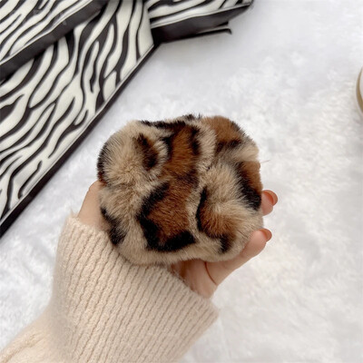 Modna pahuljasta mekana plišana leopard torbica za slušalice za Apple AirPods 1 2 Pro 3 navlaka Silikonska krznena torbica za slušalice