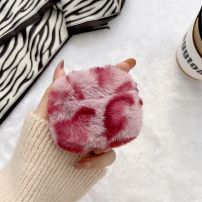 Modna pahuljasta mekana plišana leopard torbica za slušalice za Apple AirPods 1 2 Pro 3 navlaka Silikonska krznena torbica za slušalice