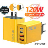 120W 3.0 USB brzi telefonski punjač tipa C brzo punjenje adapter za punjenje za iPhone 15 14 13 Samsung Xiaomi 2 PD 4 porta EU/US utikač