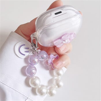 Kawaii Cute 3D Purple Sakura Earbuds Απαλή θήκη ακουστικών για Samsung Galaxy Buds Live με θήκη μπρελόκ για Samsung Buds 2 Pro