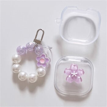 Kawaii Cute 3D Purple Sakura Earbuds Απαλή θήκη ακουστικών για Samsung Galaxy Buds Live με θήκη μπρελόκ για Samsung Buds 2 Pro