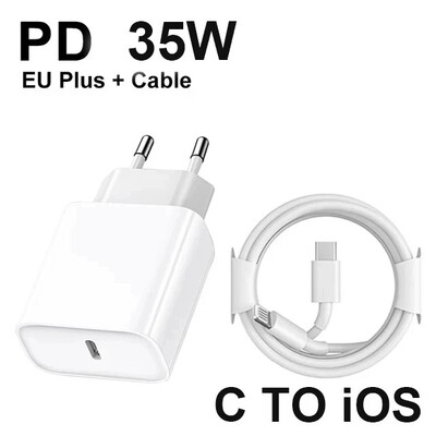 ΝΕΟ Γνήσιος Γρήγορος Φορτιστής PD 35W Για iPhone 16 15 14 13 11 12 Pro Max Plus XR Καλώδιο USB C Αξεσουάρ Καλώδια ταχείας φόρτισης τύπου C