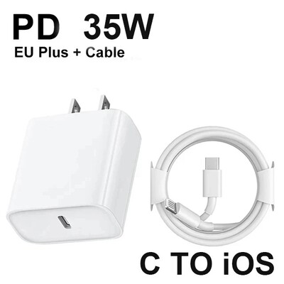 ΝΕΟ Γνήσιος Γρήγορος Φορτιστής PD 35W Για iPhone 16 15 14 13 11 12 Pro Max Plus XR Καλώδιο USB C Αξεσουάρ Καλώδια ταχείας φόρτισης τύπου C