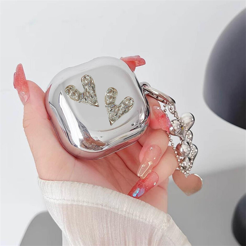 Сладко 3D любовно сърце галванични слушалки Мек калъф за Samsung Galaxy Buds Live с висулка за Samsung Buds 2 Pro