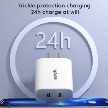 Olaf 40W USB C зарядно Quick Charge QC 3.0 Dual PD зарядно устройство Type C Адаптер за бързо зарядно устройство за iPhone Xiaomi Samsung Huawei Phone