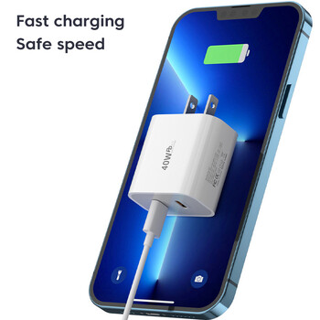 Olaf 40W USB C зарядно Quick Charge QC 3.0 Dual PD зарядно устройство Type C Адаптер за бързо зарядно устройство за iPhone Xiaomi Samsung Huawei Phone