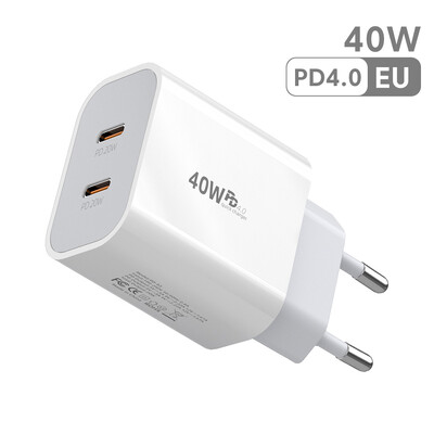 Olaf 40W USB C laadija Quick Charge QC 3.0 Dual PD Charger Type C Fast Charger Adapter iPhone Xiaomi Samsung Huawei telefoni jaoks